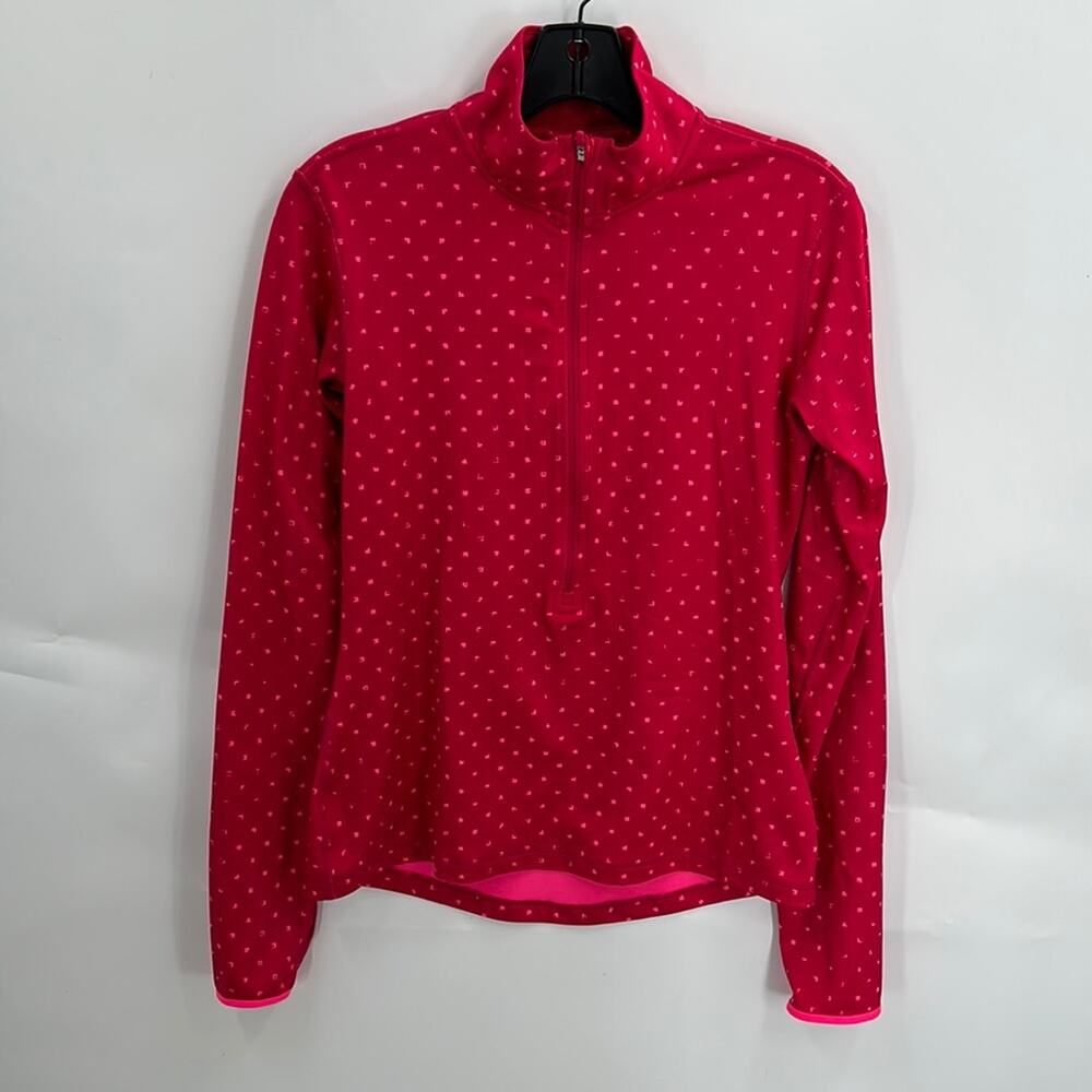 Nike Pro Dri Fit Women's Pink Print Half Zip Pullover Activewear Top Medium